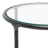 Safavieh Jessa Forged Metal Round End Table Black Forged Metal / Tempered Glass SFV9505E