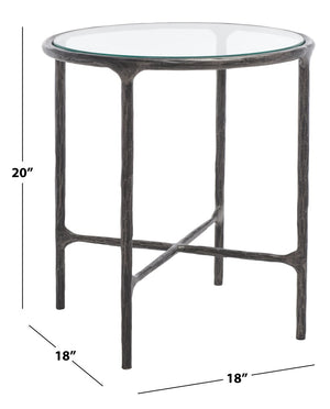 Safavieh JESSA Forged Metal Round End Table – Modern Elegance with Glass Top and Sturdy Design for Living Spaces Black SFV9505E