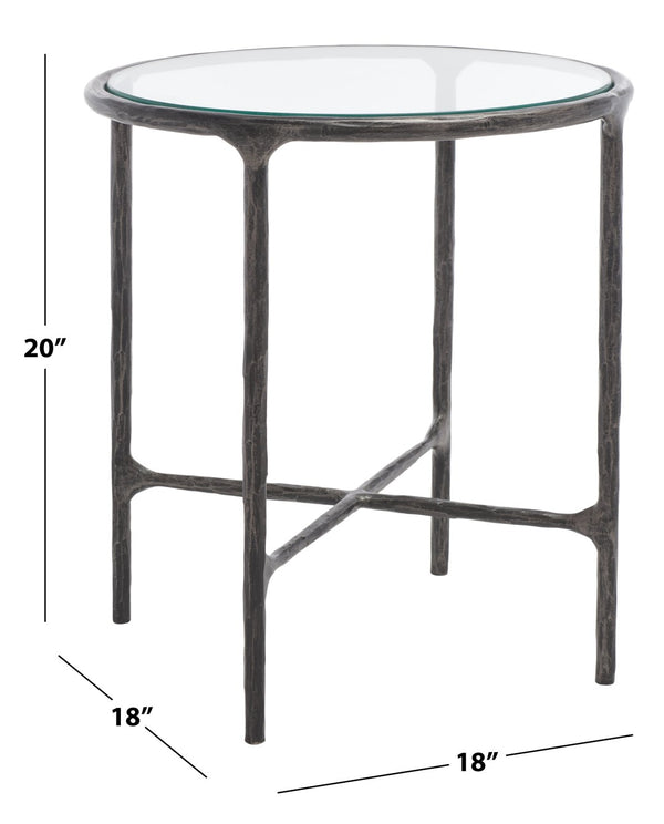 Safavieh JESSA Forged Metal Round End Table – Modern Elegance with Glass Top and Sturdy Design for Living Spaces Black SFV9505E