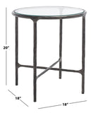 Safavieh Jessa Forged Metal Round End Table Black Forged Metal / Tempered Glass SFV9505E