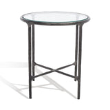 Safavieh Jessa Forged Metal Round End Table Black Forged Metal / Tempered Glass SFV9505E