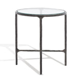 Safavieh Jessa Forged Metal Round End Table Black Forged Metal / Tempered Glass SFV9505E