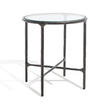 Safavieh Jessa Forged Metal Round End Table Black Forged Metal / Tempered Glass SFV9505E