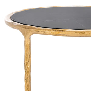 Safavieh JESSA Forged Metal Round End Table - Black Marble Top & Brass Finish for Elegant Living Spaces SFV9505F
