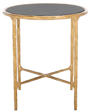 Safavieh JESSA Forged Metal Round End Table - Black Marble Top & Brass Finish for Elegant Living Spaces SFV9505F