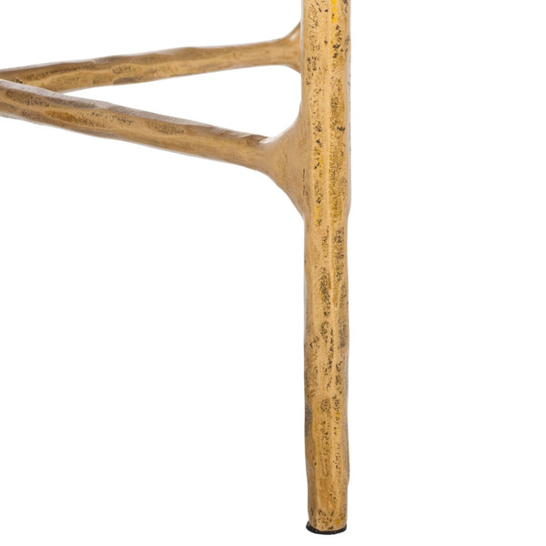Safavieh JESSA Forged Metal Round End Table - Black Marble Top & Brass Finish for Elegant Living Spaces SFV9505F
