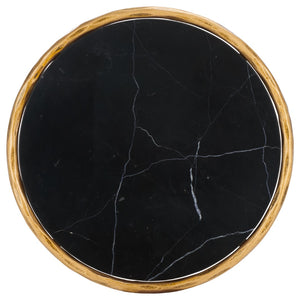 Safavieh JESSA Forged Metal Round End Table - Black Marble Top & Brass Finish for Elegant Living Spaces SFV9505F