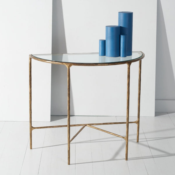 Safavieh JESSA Forged Metal Console Table - Modern Minimalist Design for Entryways & Living Spaces Showcase Brass SFV9506A