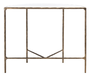Safavieh JESSA Modern Forged Metal Console Table with Luxe Marble Top for Chic Entryway or Living Space White / Brass SFV9506C