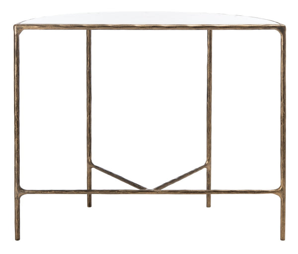 Safavieh JESSA Modern Forged Metal Console Table with Luxe Marble Top for Chic Entryway or Living Space White / Brass SFV9506C