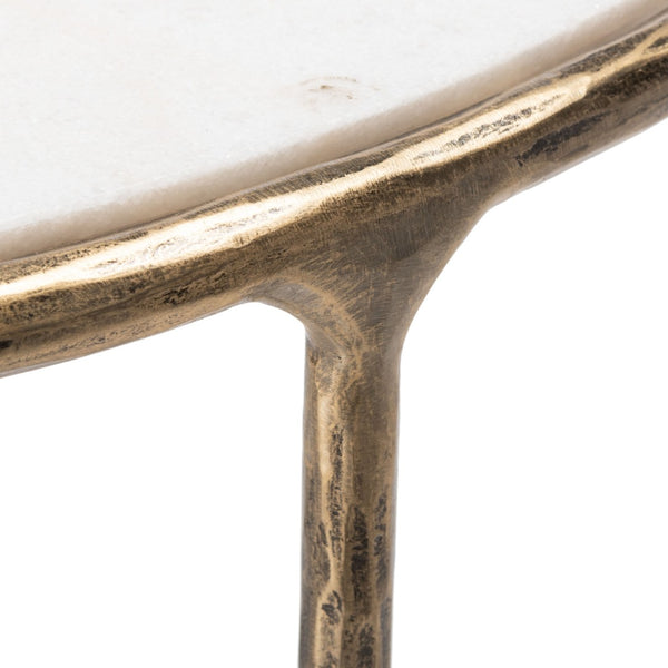Safavieh JESSA Modern Forged Metal Console Table with Luxe Marble Top for Chic Entryway or Living Space White / Brass SFV9506C