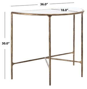 Safavieh JESSA Modern Forged Metal Console Table with Luxe Marble Top for Chic Entryway or Living Space White / Brass SFV9506C