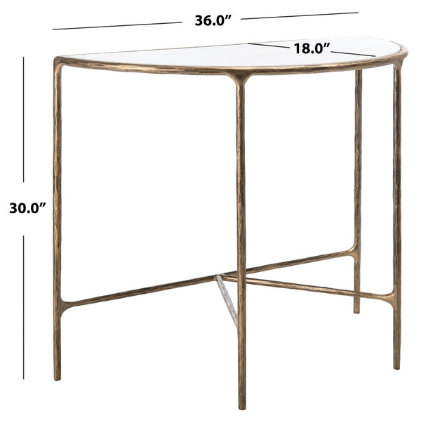 Safavieh JESSA Modern Forged Metal Console Table with Luxe Marble Top for Chic Entryway or Living Space White / Brass SFV9506C