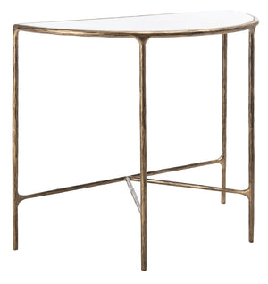 Safavieh JESSA Modern Forged Metal Console Table with Luxe Marble Top for Chic Entryway or Living Space White / Brass SFV9506C