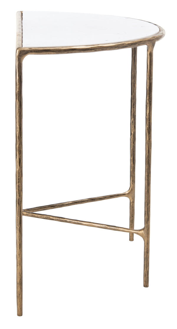 Safavieh JESSA Modern Forged Metal Console Table with Luxe Marble Top for Chic Entryway or Living Space White / Brass SFV9506C