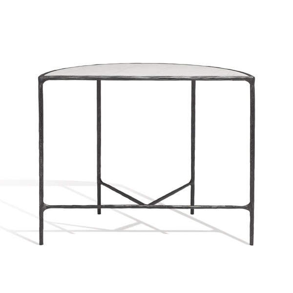 Safavieh JESSA Modern Forged Metal Console Table with Luxe Marble Top for Chic Entryway or Living Space Black / White SFV9506D