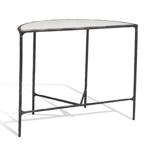Safavieh JESSA Modern Forged Metal Console Table with Luxe Marble Top for Chic Entryway or Living Space Black / White SFV9506D