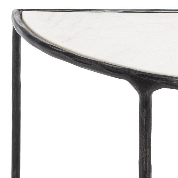 Safavieh JESSA Modern Forged Metal Console Table with Luxe Marble Top for Chic Entryway or Living Space Black / White SFV9506D