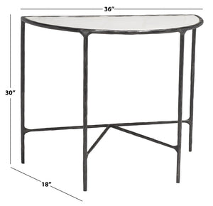 Safavieh JESSA Modern Forged Metal Console Table with Luxe Marble Top for Chic Entryway or Living Space Black / White SFV9506D