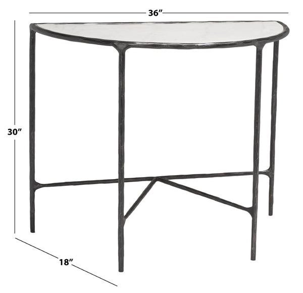 Safavieh JESSA Modern Forged Metal Console Table with Luxe Marble Top for Chic Entryway or Living Space Black / White SFV9506D