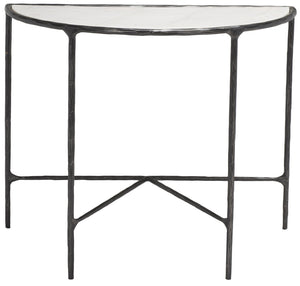Safavieh JESSA Modern Forged Metal Console Table with Luxe Marble Top for Chic Entryway or Living Space Black / White SFV9506D
