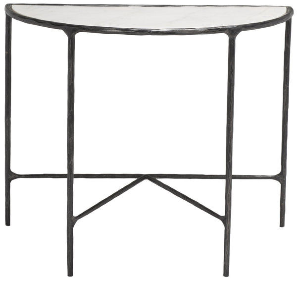 Safavieh JESSA Modern Forged Metal Console Table with Luxe Marble Top for Chic Entryway or Living Space Black / White SFV9506D