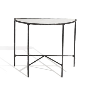 Safavieh JESSA Modern Forged Metal Console Table with Luxe Marble Top for Chic Entryway or Living Space Black / White SFV9506D