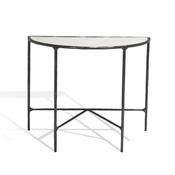 Safavieh JESSA Modern Forged Metal Console Table with Luxe Marble Top for Chic Entryway or Living Space Black / White SFV9506D