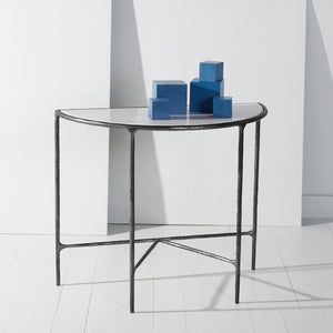 Safavieh JESSA Modern Forged Metal Console Table with Luxe Marble Top for Chic Entryway or Living Space Black / White SFV9506D