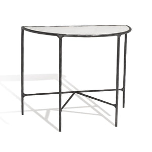 Safavieh JESSA Modern Forged Metal Console Table with Luxe Marble Top for Chic Entryway or Living Space Black / White SFV9506D