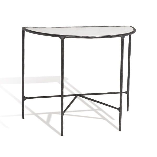 Safavieh JESSA Modern Forged Metal Console Table with Luxe Marble Top for Chic Entryway or Living Space Black / White SFV9506D