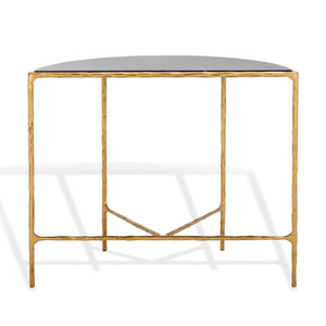 Safavieh Jessa Console Table – Elegant Brass Frame With Black Marble Top For Chic Home Décor Style Brass ,Black Forged Metal ,Black Marble ,Wood Sfv9506f