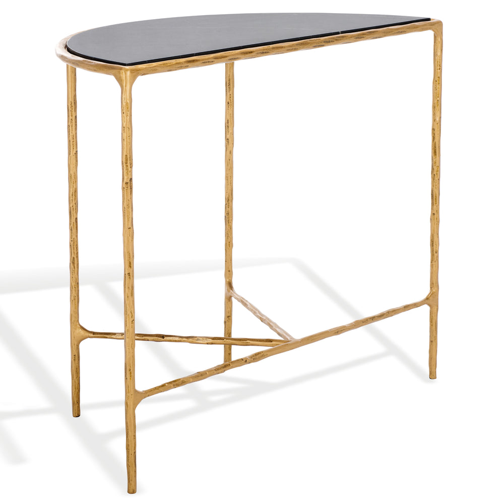 Safavieh Jessa Console Table – Elegant Brass Frame With Black Marble Top For Chic Home Décor Style Brass ,Black Forged Metal ,Black Marble ,Wood Sfv9506f