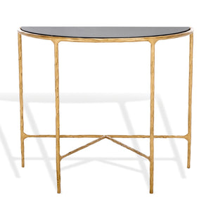Safavieh JESSA Forged Metal Console Table with Black Marble Top & Brass Finish for Modern Living Spaces SFV9506F