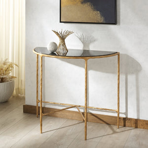 Safavieh JESSA Forged Metal Console Table with Black Marble Top & Brass Finish for Modern Living Spaces SFV9506F