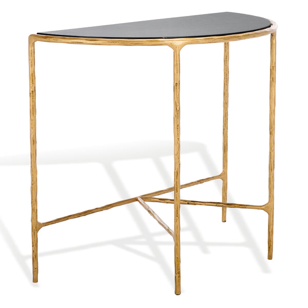 Safavieh Jessa Console Table – Elegant Brass Frame With Black Marble Top For Chic Home Décor Style Brass ,Black Forged Metal ,Black Marble ,Wood Sfv9506f