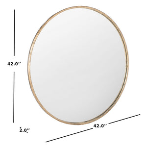 Safavieh JESSA 42" Round Metal Mirror in Warm Brass – Timeless Elegance for Modern Home Décor & Style SFV9507A