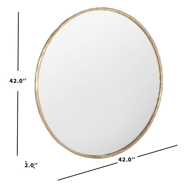 Safavieh JESSA 42" Round Metal Mirror in Warm Brass – Timeless Elegance for Modern Home Décor & Style SFV9507A
