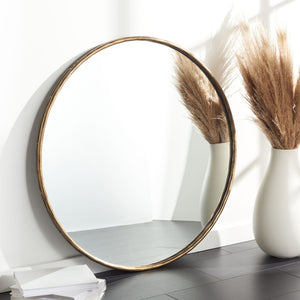 Safavieh JESSA 42" Round Metal Mirror in Warm Brass – Timeless Elegance for Modern Home Décor & Style SFV9507A