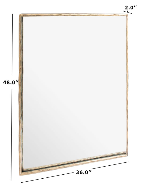 Safavieh JESSA Large Rectangle Metal Mirror in Polished Brass Finish - Stylish & Functional Home Accent Piece SFV9508A