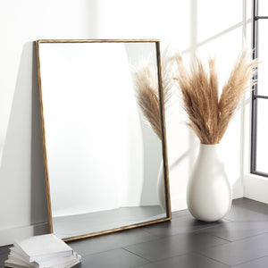 Safavieh JESSA Large Rectangle Metal Mirror in Polished Brass Finish - Stylish & Functional Home Accent Piece SFV9508A