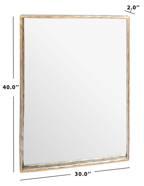 Safavieh JESSA Small Rectangle Metal Mirror in Brass - Elegant Design for Modern Home Décor & Wall Display SFV9509A