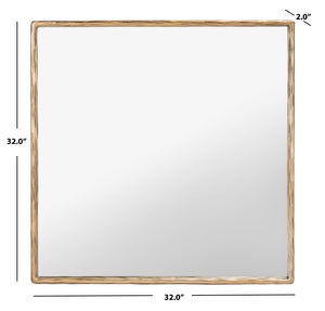 Safavieh JESSA 32" Square Metal Mirror in Warm Brass Finish – Elegant Reflective Home Décor for Any Space SFV9511A