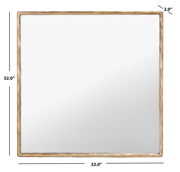 Safavieh JESSA 32" Square Metal Mirror in Warm Brass Finish – Elegant Reflective Home Décor for Any Space SFV9511A
