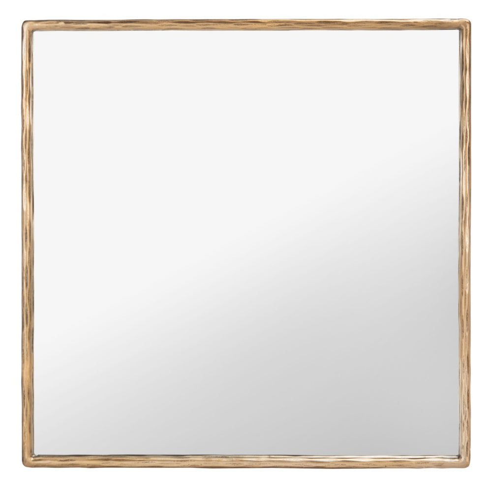 Safavieh JESSA 32" Square Metal Mirror in Warm Brass Finish – Elegant Reflective Home Décor for Any Space SFV9511A