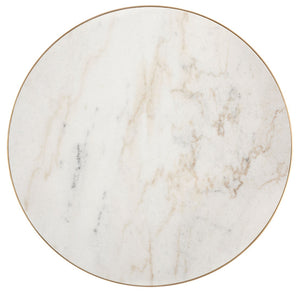 Safavieh CARALYN Round Marble Coffee Table - Elegant White & Brass Design for Modern Living Room Décor SFV9512A