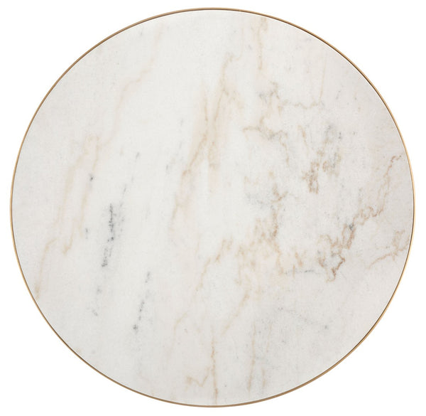 Safavieh CARALYN Round Marble Coffee Table - Elegant White & Brass Design for Modern Living Room Décor SFV9512A