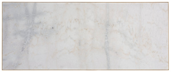Safavieh CARALYN Rectangle Marble Coffee Table - Elegant White Top & Brass Base for Modern Living Rooms SFV9513A