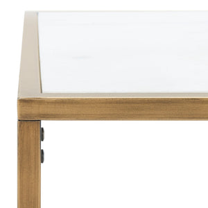 Safavieh BRYNNA Rectangle Marble Coffee Table in Bronze & White - Elegant Centerpiece for Modern Living Rooms SFV9515A
