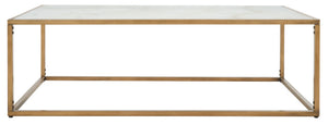 Safavieh BRYNNA Rectangle Marble Coffee Table in Bronze & White - Elegant Centerpiece for Modern Living Rooms SFV9515A